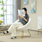 Faux Fur Bedroom Chair with Metal Legs, 75x66x79 cm, White