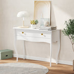 Dressing Table and Console Table for Entrance Hall with Large Wooden Drawer, 100x40x74 cm, White
