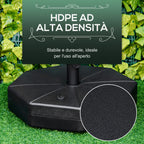 Plastic Umbrella Base Fillable with Water and Sand 28-40 kg, for 38-48 mm Poles, Ø60 cm, Black