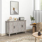 Rustic Multipurpose Cabinet with 4 Adjustable Storage Shelves, Wooden, 120x37x75 cm, Grey