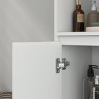Space-Saving Bathroom Column with Cabinet and 2 Open Compartments, 30x30x160cm, White