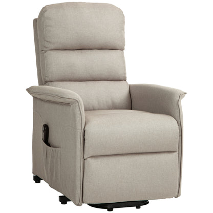 HOMCOM Electric Reclining Lift Chair with Footrest, Remote Control, Wheels and Pocket, Beige - Borgè