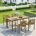 Outsunny 5-Piece Garden Dining Set, Table and Chairs for 4, Teak