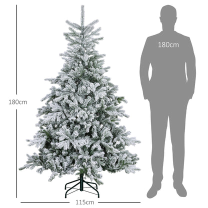 CHRISTMAS TREE - Snow-covered Christmas Tree with 1321 Fireproof Branches, in Plastic and Metal, Ø115x180 cm, Green