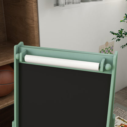 AIYAPLAY Children's Blackboard with Easel 3 in 1 and 2 Containers, Age 3-8 years, 54x46.5x93cm, Green - Borgè