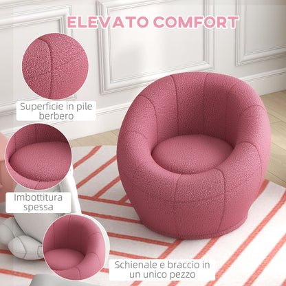 HOMCOM Mini Modern Plush Armchair with Thick Padding, 60x56x48cm, Pink - Borgè