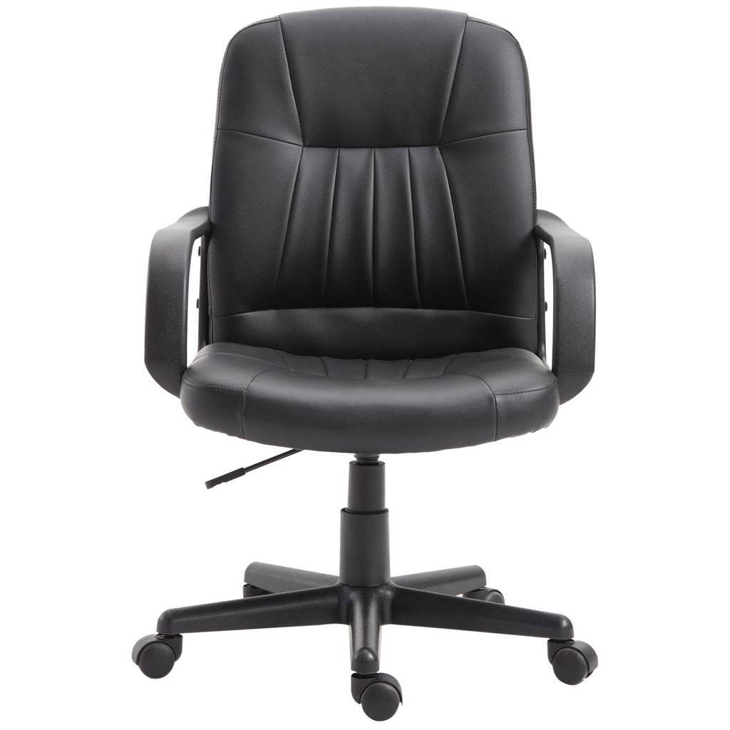 Ergonomic Swivel Office Chair, Height-Adjustable Faux Leather Office Chair, 60x60x94-103cm, Black
