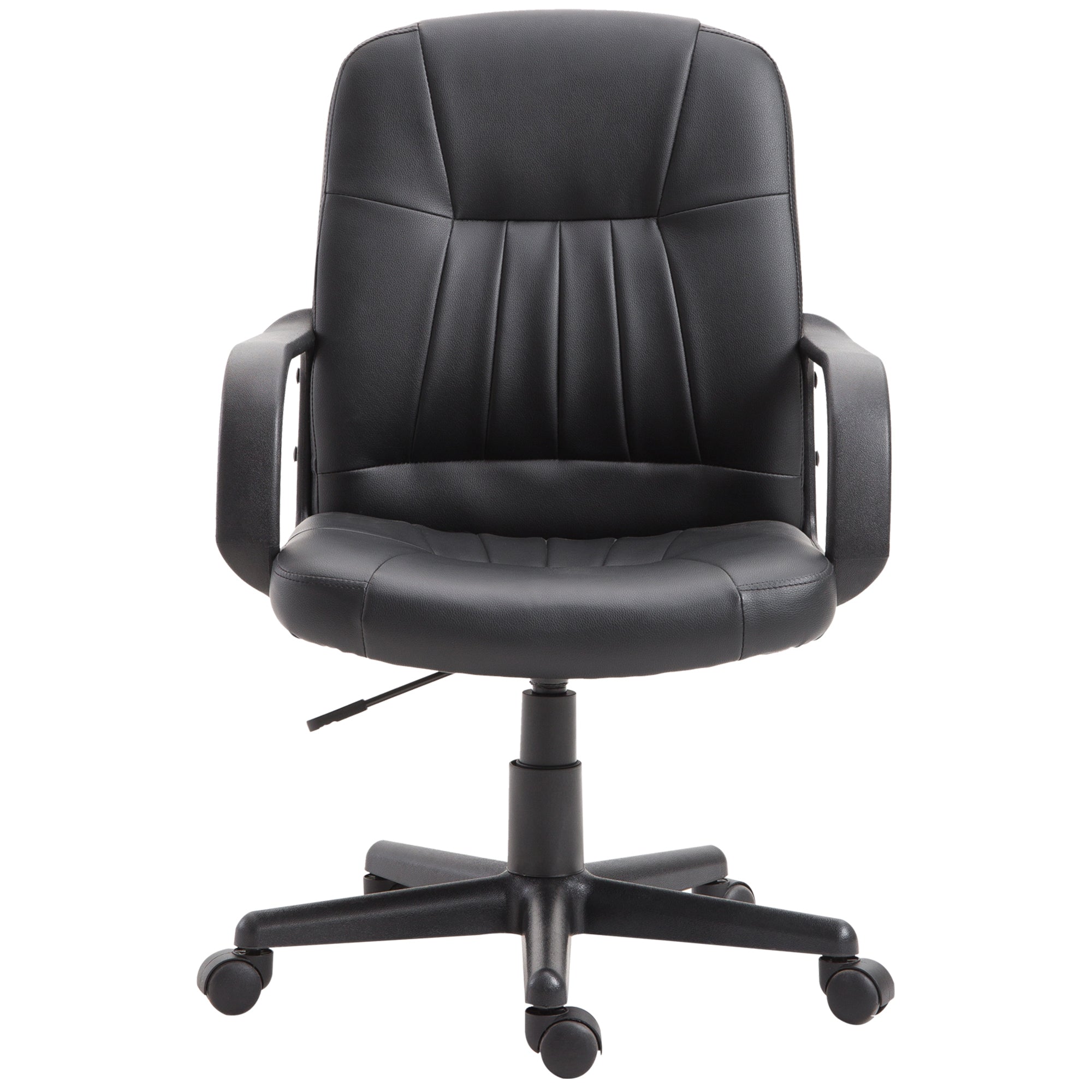 Ergonomic Swivel Office Chair, Height-Adjustable Faux Leather Office Chair, 60x60x94-103cm, Black