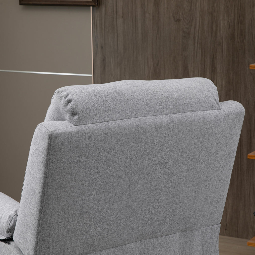 Electric Reclining Relaxing Lift Armchair with Remote Control and Fabric Footrest, Light Gray