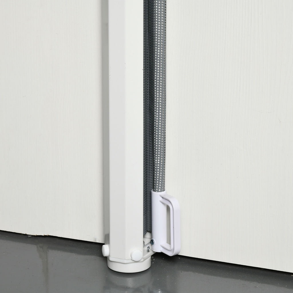 Dog Gate, Extendable up to 115 cm, Polyester and Steel, 115 x 82.5 cm, White and Grey