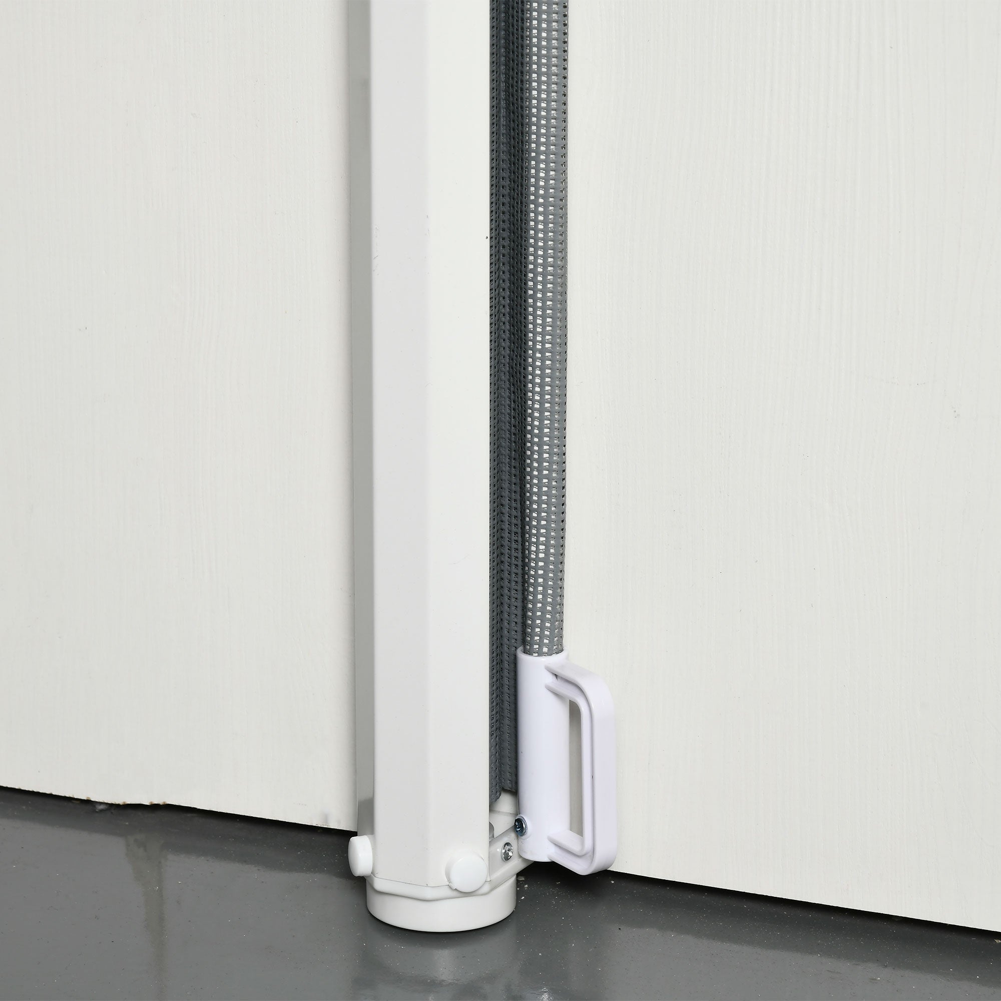 Dog Gate, Extendable up to 115 cm, Polyester and Steel, 115 x 82.5 cm, White and Grey