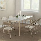 Set of 6 Modern Folding Chairs in Steel and Polyester, 45x46x78 cm, Beige