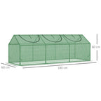 Outsunny Mini Garden Greenhouse with 3 Roll-Up Windows and Anti-UV PE Cover, 180x60x60cm, Green