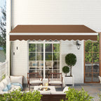 4x2.5m Hand Cranked Metal and Aluminum Outdoor Awning, Rust Red