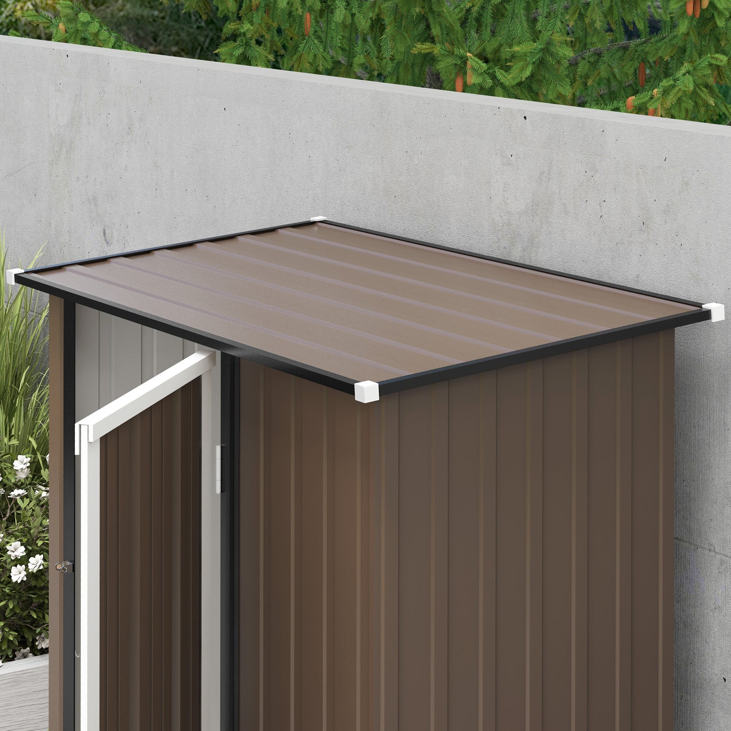 Outsunny Steel Garden Shed with Latch Door, 143x89x186cm, Brown