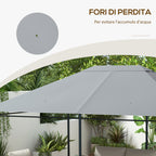 Outsunny 4x3m Replacement Roof for UV-Resistant Gazebo in Polyester with Air Vent, Light Grey