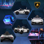 Homcom Electric Machine for Children 12v Lamborghini license with horn and remote control, 107.5x63x42 cm, white - Borgè