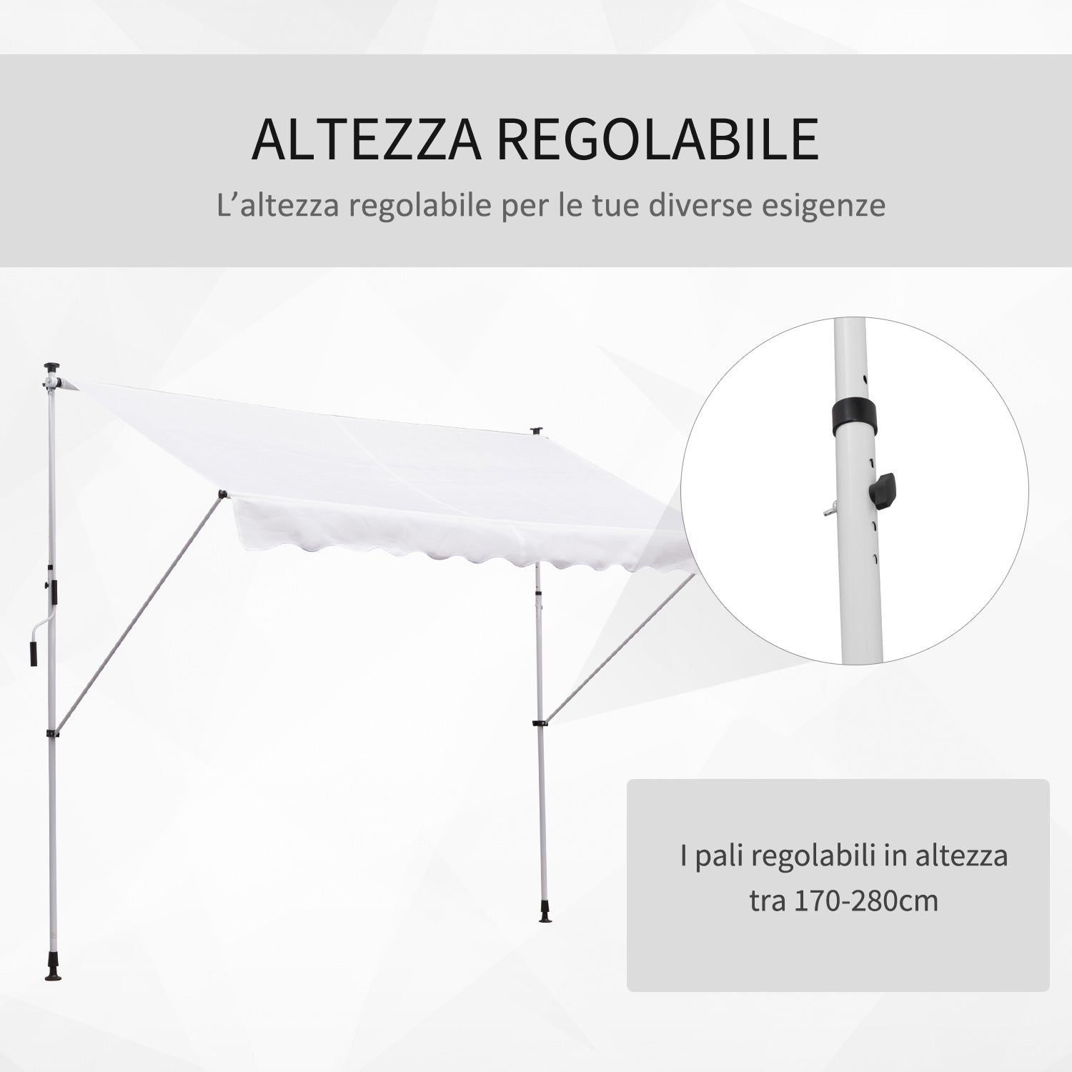 Outsunny 3x1.5m Arm Awning with Crank and Telescopic Structure, White