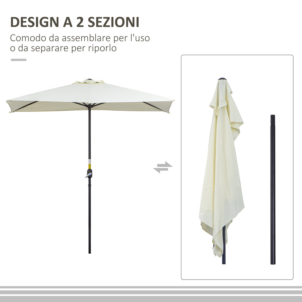 Space-Saving Crescent Wall-Mounted Umbrella with Crank Opening, Beige