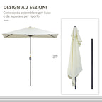 Space-Saving Crescent Wall-Mounted Umbrella with Crank Opening, Beige