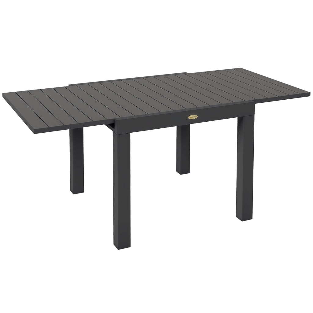 Extendable Garden Table for 4-6 People with Slatted Top, Aluminum, 81/162x80x75 cm, Grey