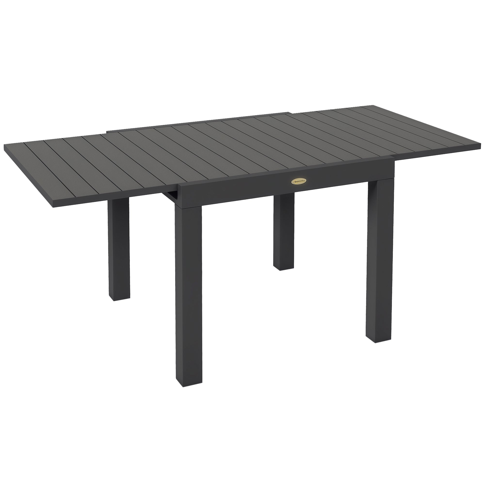 Extendable Garden Table for 4-6 People with Slatted Top, Aluminum, 81/162x80x75 cm, Grey