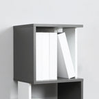 Modern Space-Saving 5-Tier Wooden Bookcase, 33x28x161cm, Grey and White