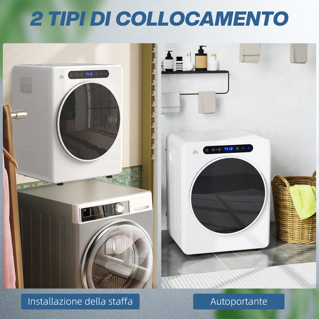 HOMCOM 1000W Mini Electric Dryer, 3kg Capacity, LED Display, 49x43x61cm, White