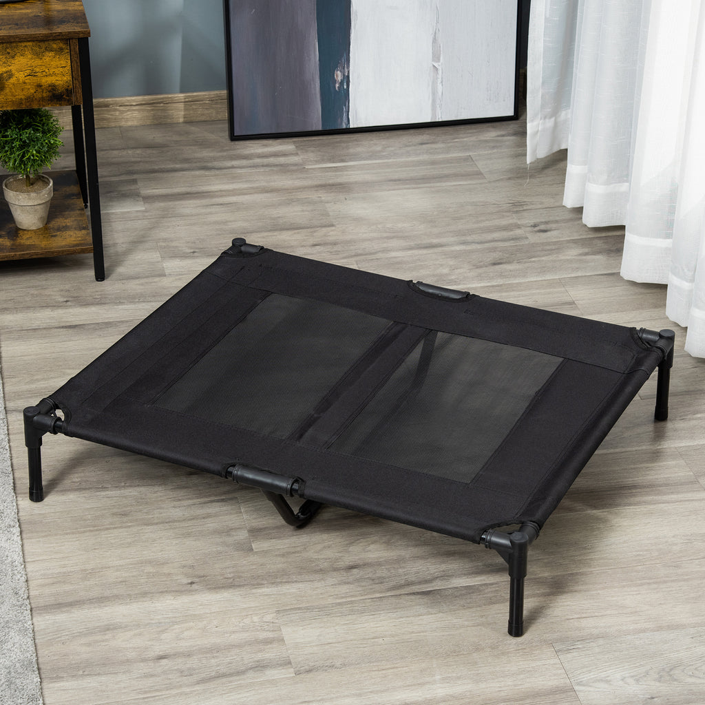 PawHut Bed for Large Dogs in Metal and Oxford Fabric with Transport Bag, 92x76x18cm, Black - Borgè