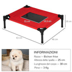Summer Dog Bed for Dogs up to 11.3kg, Indoor and Outdoor, 61x46x18 cm, Red - Borge' Group Limited