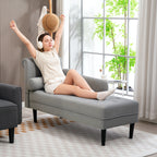 Chaise Longue with Quilted Velvet Effect Covering in Grey, Solid Wood and Sponge, 146x61x82.5 cm