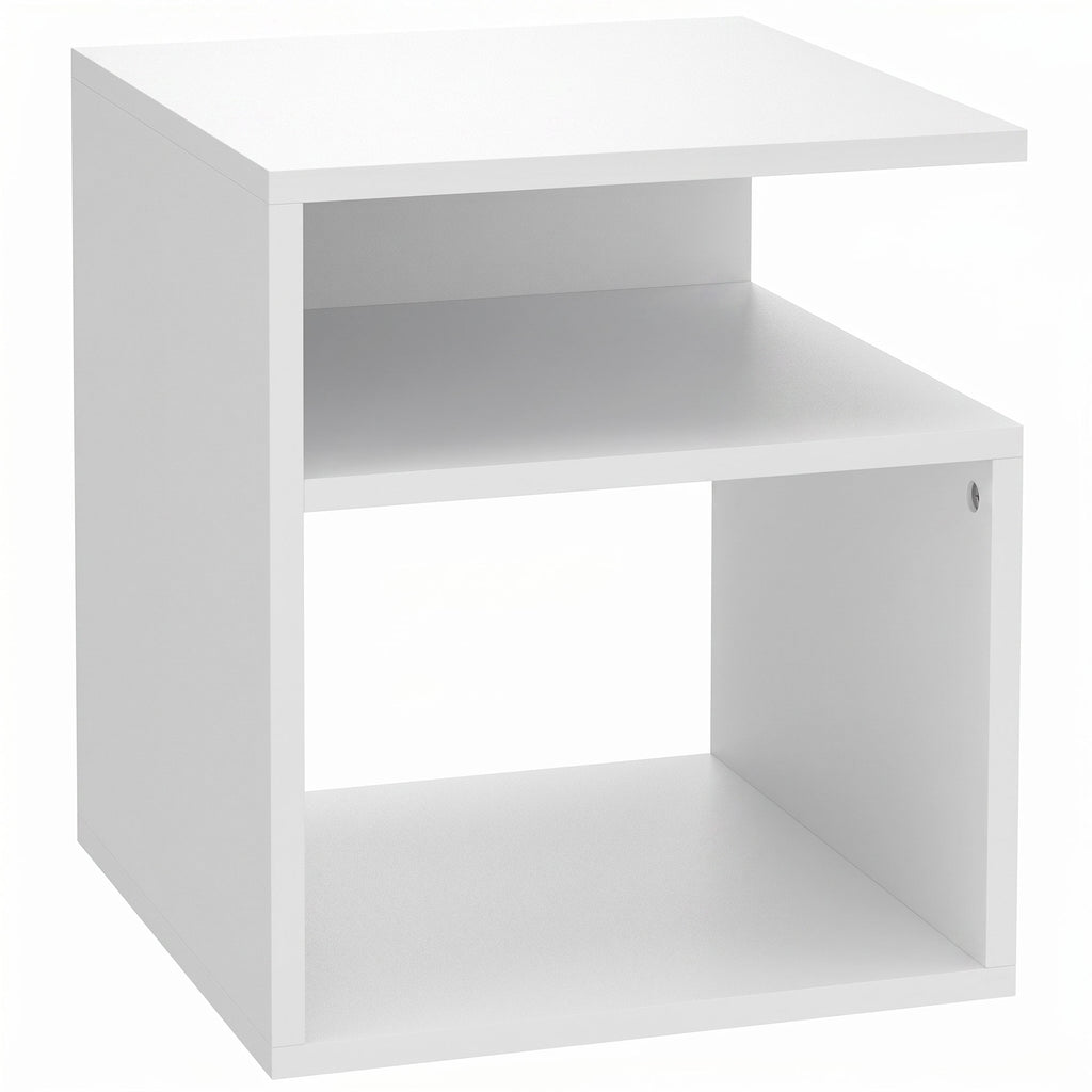 HOMCOM Modern Coffee Table with 3 Open Shelves for Living Room, Bedroom, Study, White