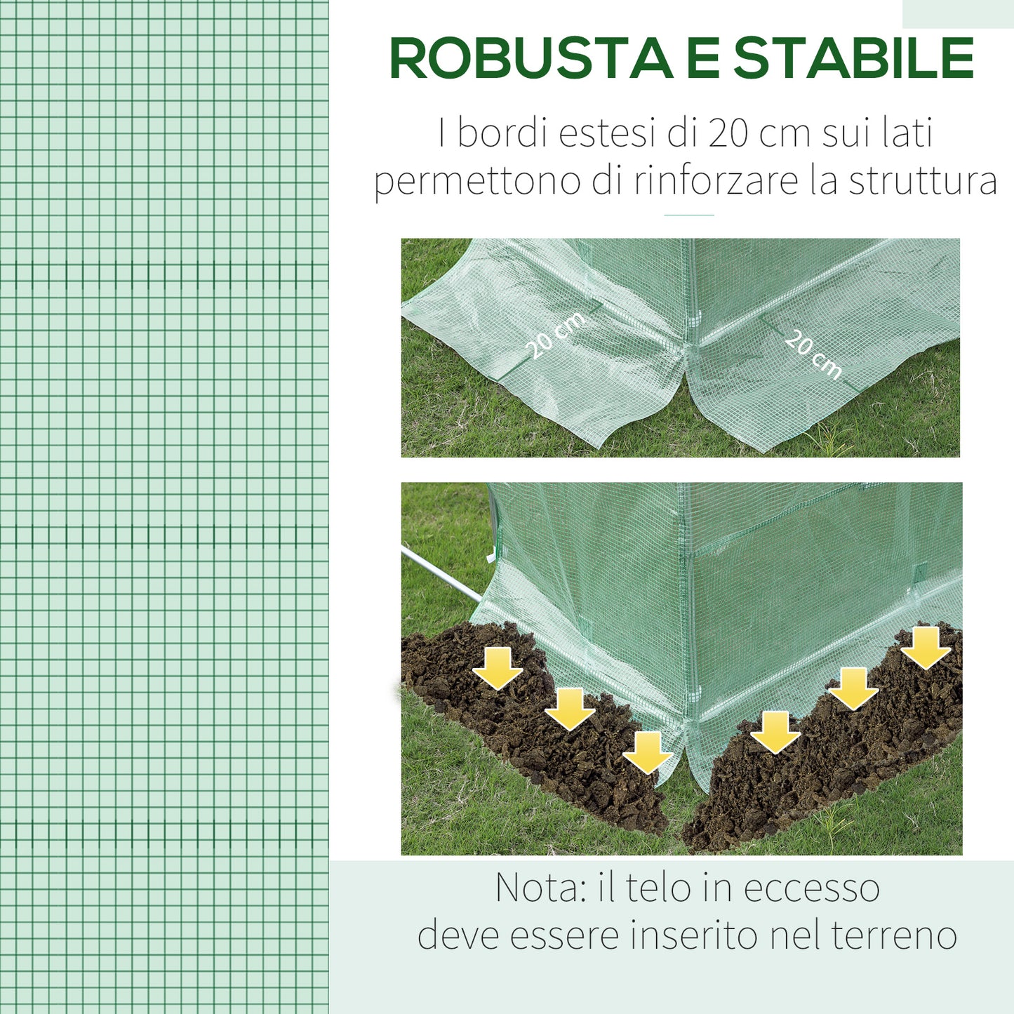 Outsunny PE Greenhouse Cover with 6 Windows, Roll-Up Door and Buried Edges, 3x2x2 m, Green - Borgè