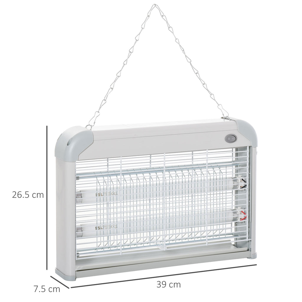 Outdoor and Indoor Electric Insect Killer with UV Mosquito Lamp for 60m², 20W Electric Mosquito Killer, Grey and White