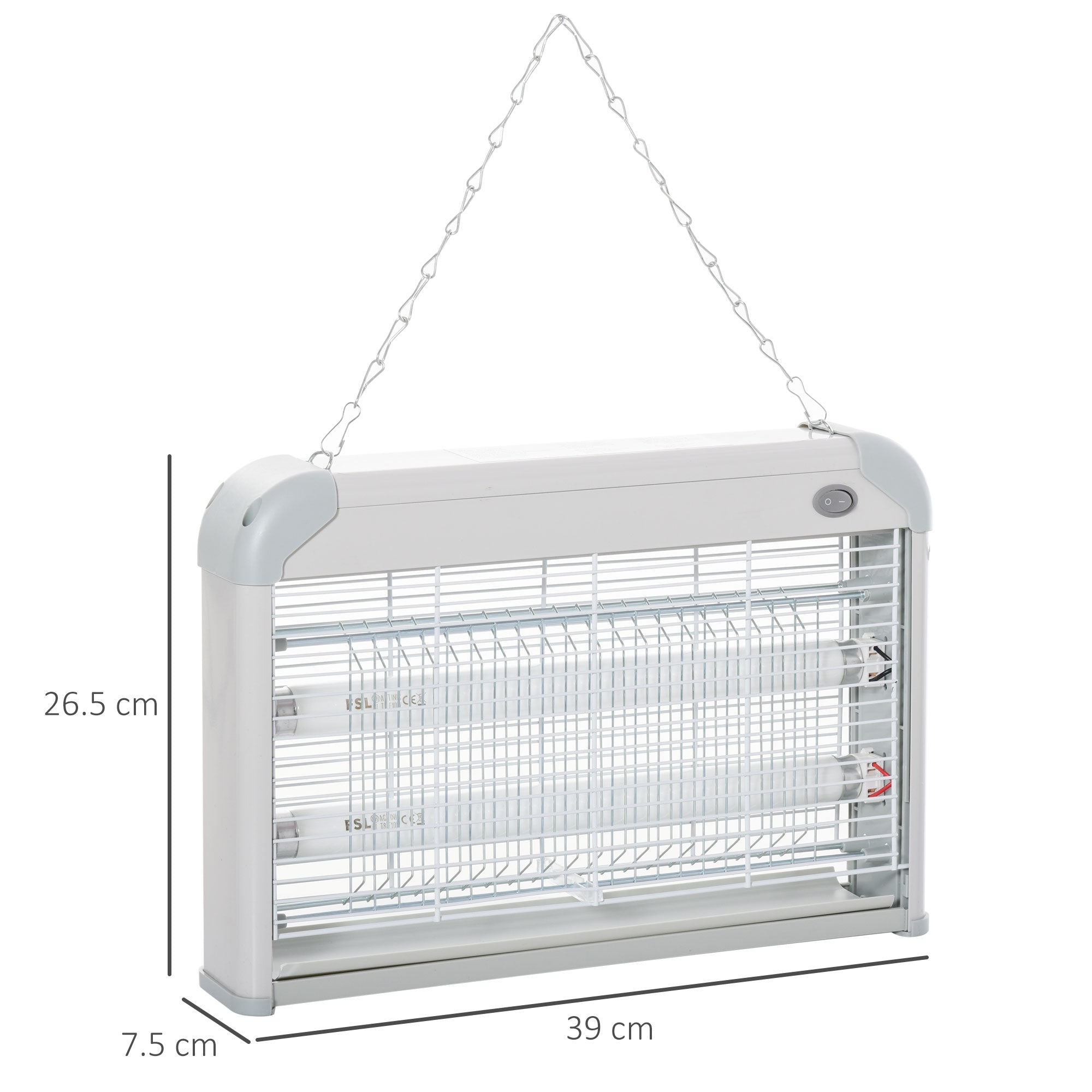 Outdoor and Indoor Electric Insect Killer with UV Mosquito Lamp for 60m², 20W Electric Mosquito Killer, Grey and White