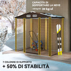 Steel Garden Shed with Vents and Latch, 1.9x1.3m, Oak Color