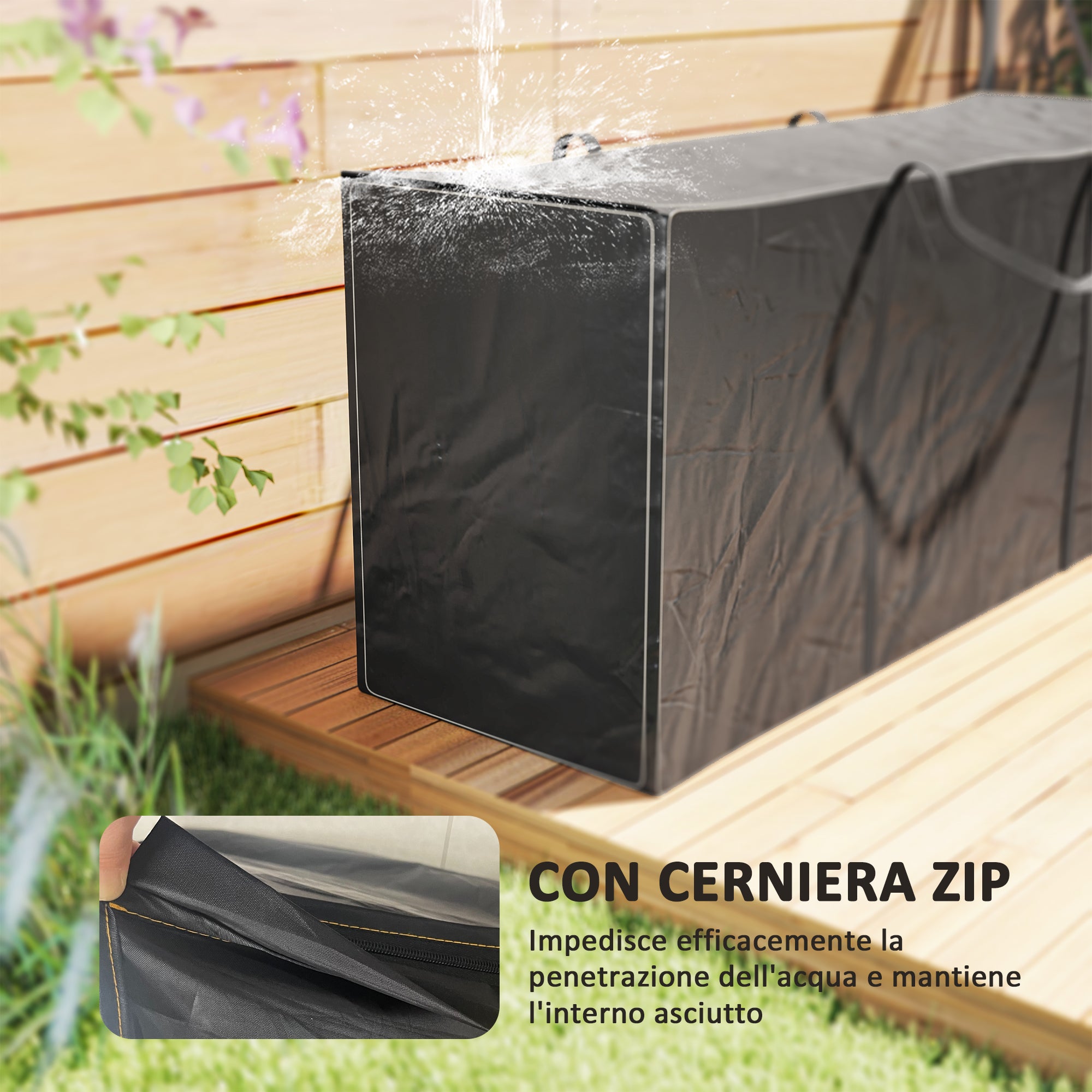 720L Storage Bag with 2 Zippers and Handles, 600D Oxford Fabric, 175x55x75 cm, Black