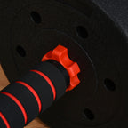 Set of 2 Dumbbells Convertible into a Barbell, 25kg Total with 12 Steel and Plastic Weight Discs for Home Training