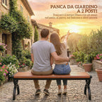 Outsunny 2-Seater Outdoor Metal Bench, 124x39x39 cm, Wood and Black