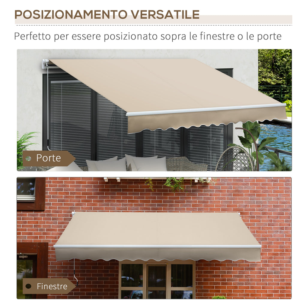 Outsunny Outdoor Awning with Crank Arms, 350x250 cm, Cream