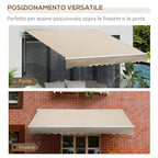 Outsunny Outdoor Awning with Crank Arms, 350x250 cm, Cream