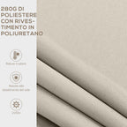 Outsunny 3x2m Adjustable 5°-35° Aluminum and Polyester Awning, Cream White