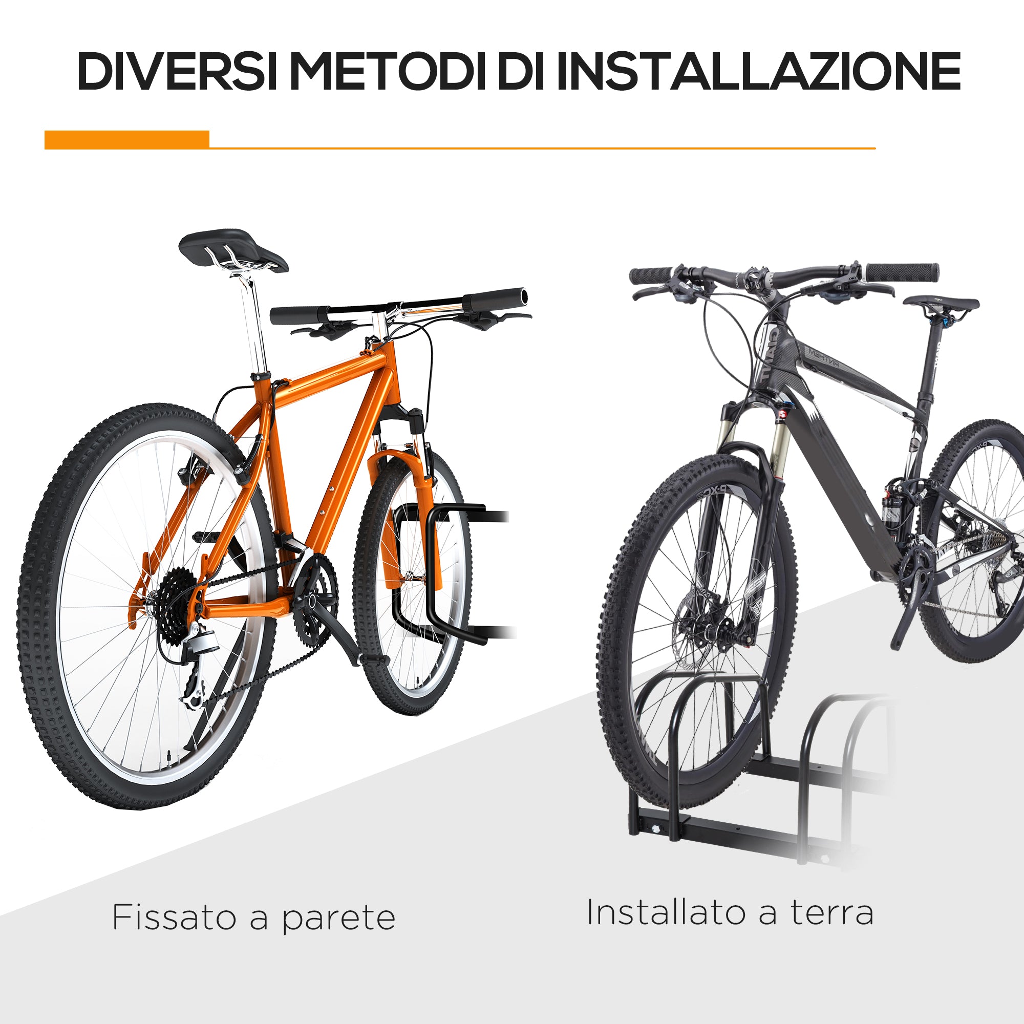 HOMCOM Bicycle Parking Rack for 4 Steel Bicycles, 110x33x27 cm, Black - Borgè