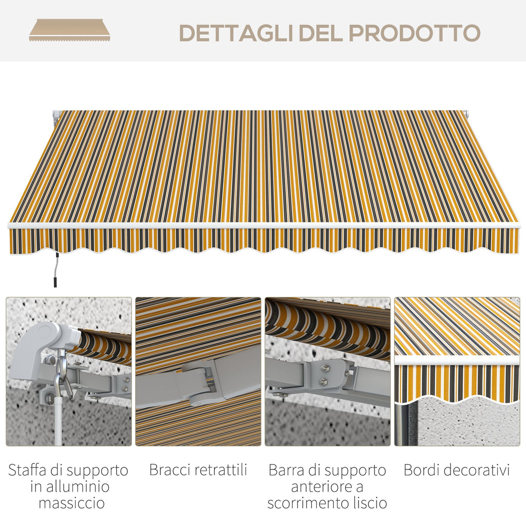 Outdoor Awning with Crank Arms, 350x250 cm, Yellow