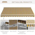 Outdoor Awning with Crank Arms, 350x250 cm, Yellow