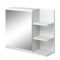 Wall-mounted Bathroom Mirror with Door and 3 Side Shelves in Wood, 60x18x50cm, White