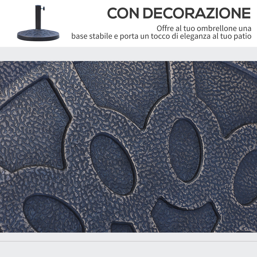 Round Umbrella Base for Ø38 and Ø48 mm Poles, in Resin and Steel, Ø45 cm, Bronze