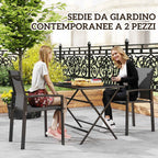 Outsunny Set of 2 Stackable Garden Chairs with Breathable Seat, in Aluminum and Textilene, 56x58x89 cm, Charcoal Gray