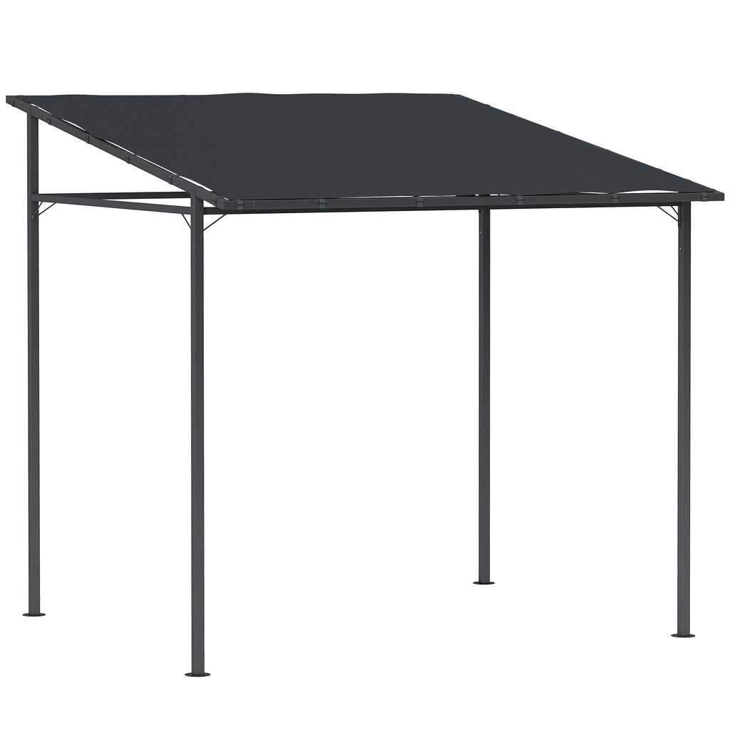 Pergola with Velcro Fasteners, in Metal and Polyester, 238x238x235/194 cm, Dark Grey