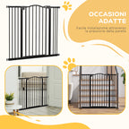 PawHut Extendable Dog Gate Without Screws Adjustable from 74-100 cm in Metal, Black - Borgè